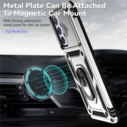 For Samsung Galaxy A53 5G Case Slide Camera Protection Ring Kickstand PC+TPU Phone Cover