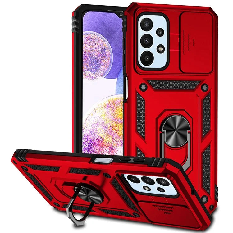 For Samsung Galaxy A23 4G / 5G Slide Camera Protector Phone Case Rotary Ring Kickstand PC + TPU Shell