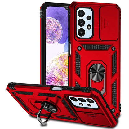 For Samsung Galaxy A23 4G / 5G Slide Camera Protector Phone Case Rotary Ring Kickstand PC + TPU Shell