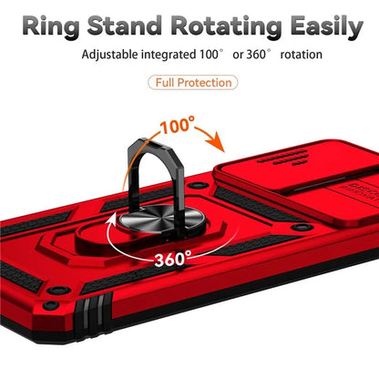 For Samsung Galaxy A23 4G / 5G Slide Camera Protector Phone Case Rotary Ring Kickstand PC + TPU Shell