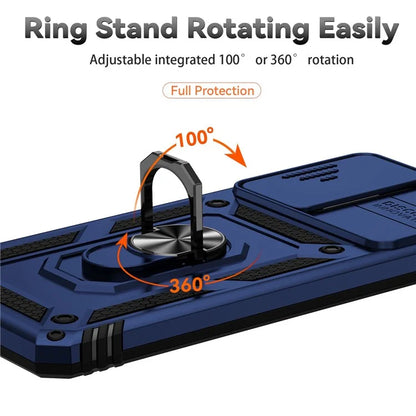 For Samsung Galaxy A23 4G / 5G Slide Camera Protector Phone Case Rotary Ring Kickstand PC + TPU Shell