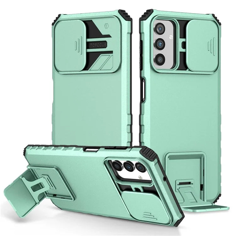 For Samsung Galaxy A13 5G Hands-free Kickstand Phone Case Shockproof Anti-scratch PC + TPU Shell with Sliding Camera Protection