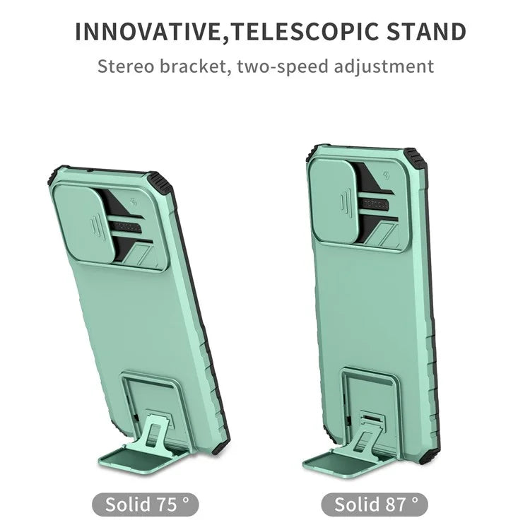 For Samsung Galaxy A13 5G Hands-free Kickstand Phone Case Shockproof Anti-scratch PC + TPU Shell with Sliding Camera Protection