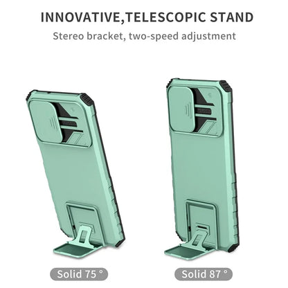 For Samsung Galaxy A13 5G Hands-free Kickstand Phone Case Shockproof Anti-scratch PC + TPU Shell with Sliding Camera Protection