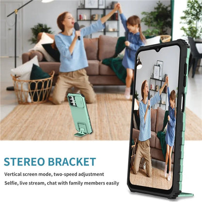 For Samsung Galaxy A13 5G Hands-free Kickstand Phone Case Shockproof Anti-scratch PC + TPU Shell with Sliding Camera Protection