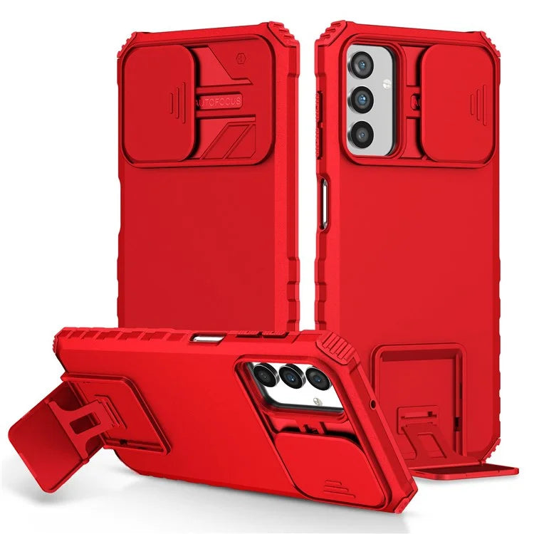 For Samsung Galaxy A13 5G Hands-free Kickstand Phone Case Shockproof Anti-scratch PC + TPU Shell with Sliding Camera Protection
