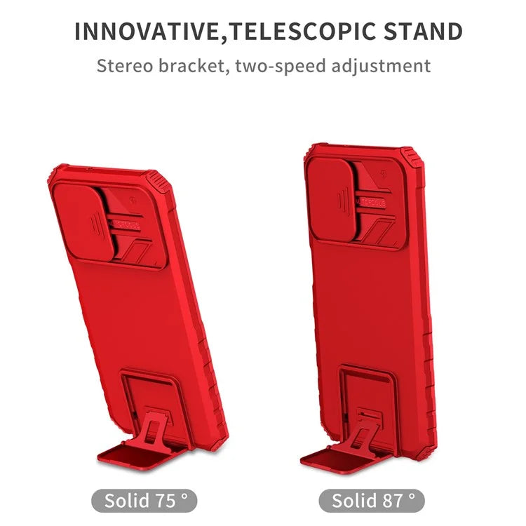 For Samsung Galaxy A13 5G Hands-free Kickstand Phone Case Shockproof Anti-scratch PC + TPU Shell with Sliding Camera Protection