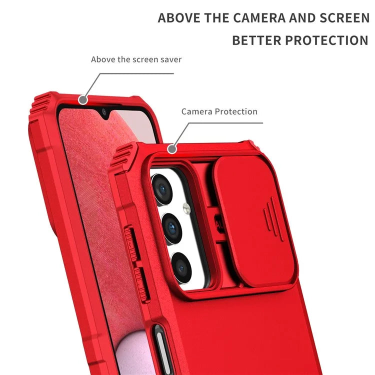 For Samsung Galaxy A13 5G Hands-free Kickstand Phone Case Shockproof Anti-scratch PC + TPU Shell with Sliding Camera Protection