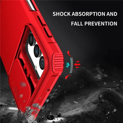 For Samsung Galaxy A13 5G Hands-free Kickstand Phone Case Shockproof Anti-scratch PC + TPU Shell with Sliding Camera Protection