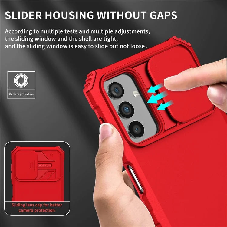 For Samsung Galaxy A13 5G Hands-free Kickstand Phone Case Shockproof Anti-scratch PC + TPU Shell with Sliding Camera Protection