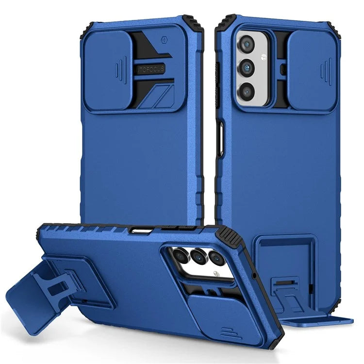 For Samsung Galaxy A13 5G Hands-free Kickstand Phone Case Shockproof Anti-scratch PC + TPU Shell with Sliding Camera Protection