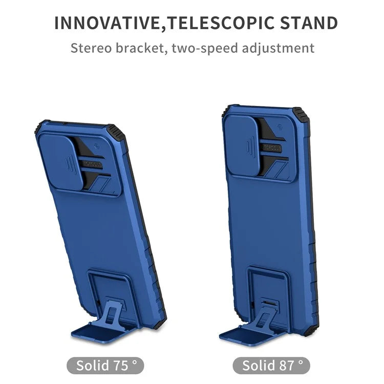 For Samsung Galaxy A13 5G Hands-free Kickstand Phone Case Shockproof Anti-scratch PC + TPU Shell with Sliding Camera Protection