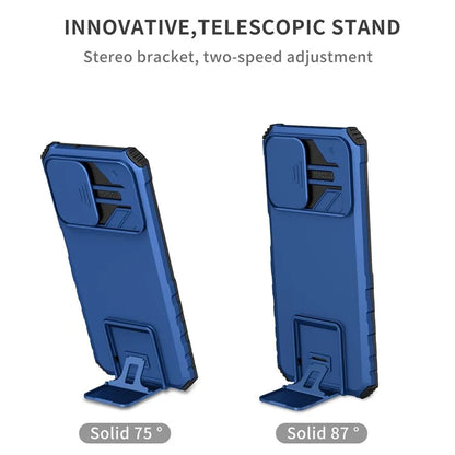 For Samsung Galaxy A13 5G Hands-free Kickstand Phone Case Shockproof Anti-scratch PC + TPU Shell with Sliding Camera Protection