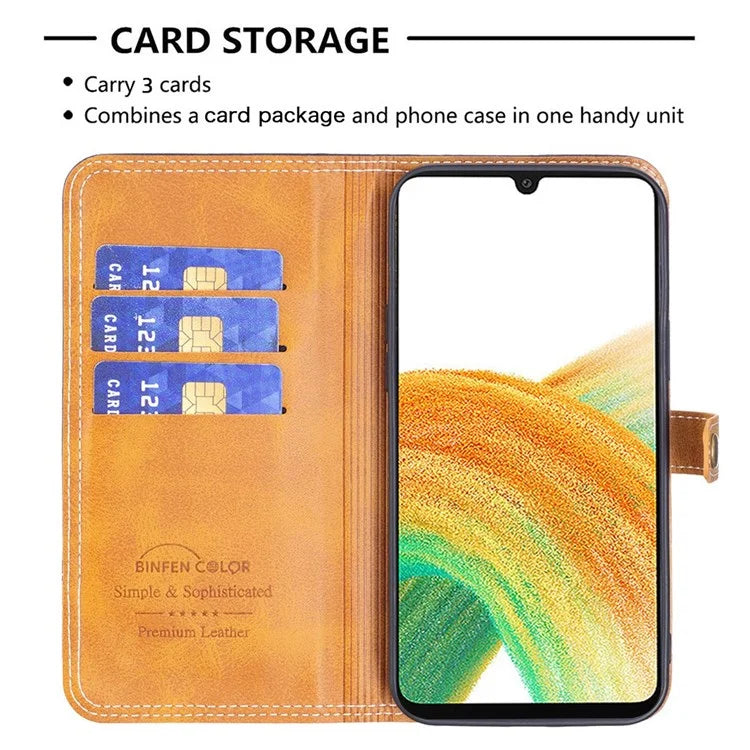 BINFEN COLOR BF Leather Series-8 for Samsung Galaxy S21 FE 5G Anti-scratch Phone Case 12 Style Double Stitching Lines Splicing PU Leather Book Flip Cover Stand
