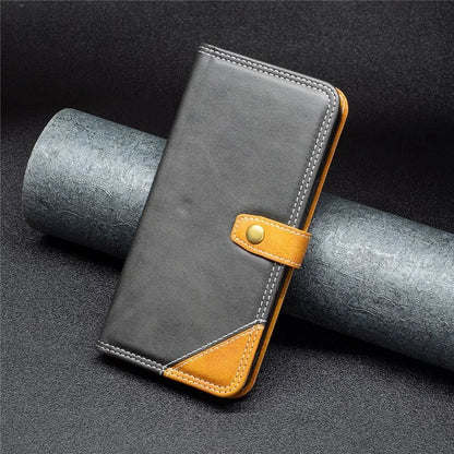 BINFEN COLOR BF Leather Series-8 for Samsung Galaxy S21 FE 5G Anti-scratch Phone Case 12 Style Double Stitching Lines Splicing PU Leather Book Flip Cover Stand