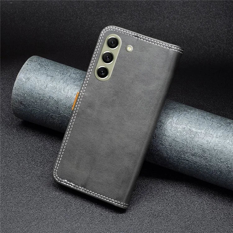 BINFEN COLOR BF Leather Series-8 for Samsung Galaxy S21 FE 5G Anti-scratch Phone Case 12 Style Double Stitching Lines Splicing PU Leather Book Flip Cover Stand