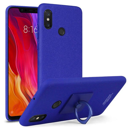 IMAK Ring Holder Kickstand Frosted Hard Cover + Screen Protector for Xiaomi Mi 8 (6.21-inch)