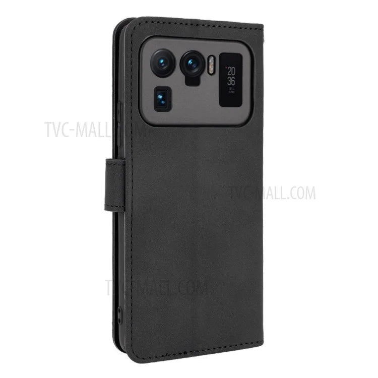 Skin-touch Feeling Leather Wallet Phone Cover with Supporting Stand for Xiaomi Mi 11 Ultra