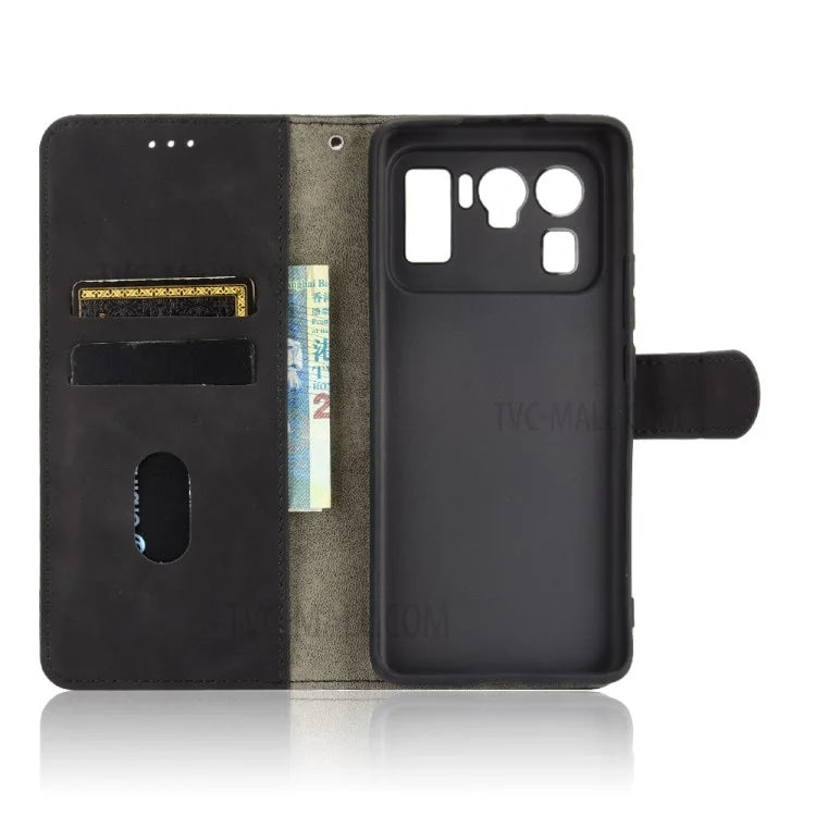 Skin-touch Feeling Leather Wallet Phone Cover with Supporting Stand for Xiaomi Mi 11 Ultra