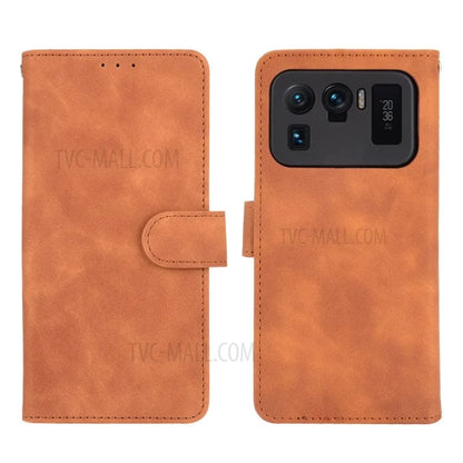 Skin-touch Feeling Leather Wallet Phone Cover with Supporting Stand for Xiaomi Mi 11 Ultra