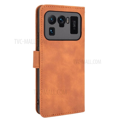 Skin-touch Feeling Leather Wallet Phone Cover with Supporting Stand for Xiaomi Mi 11 Ultra