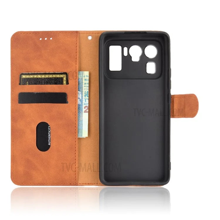 Skin-touch Feeling Leather Wallet Phone Cover with Supporting Stand for Xiaomi Mi 11 Ultra