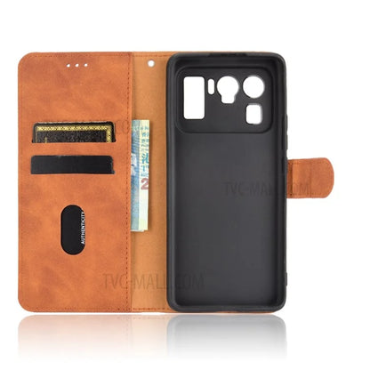 Skin-touch Feeling Leather Wallet Phone Cover with Supporting Stand for Xiaomi Mi 11 Ultra