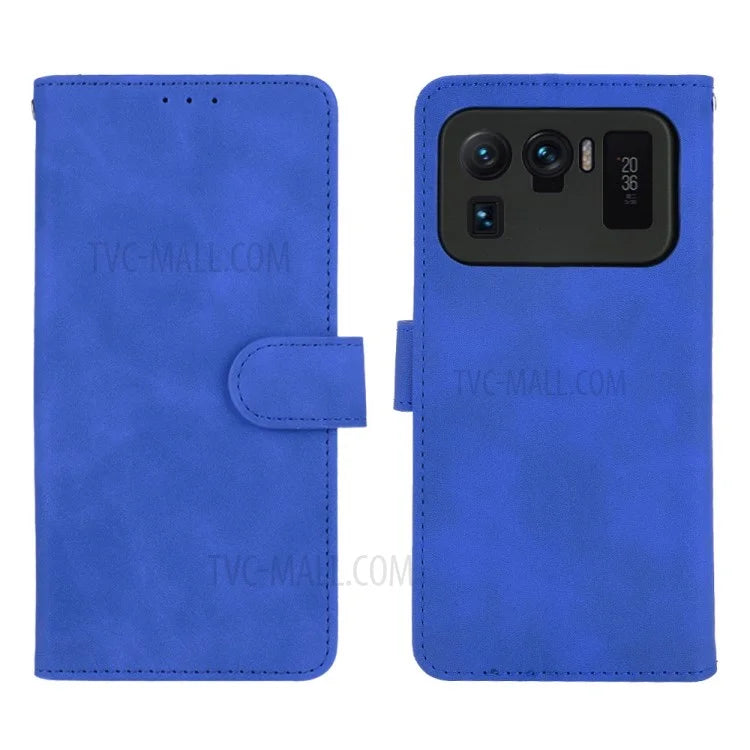Skin-touch Feeling Leather Wallet Phone Cover with Supporting Stand for Xiaomi Mi 11 Ultra
