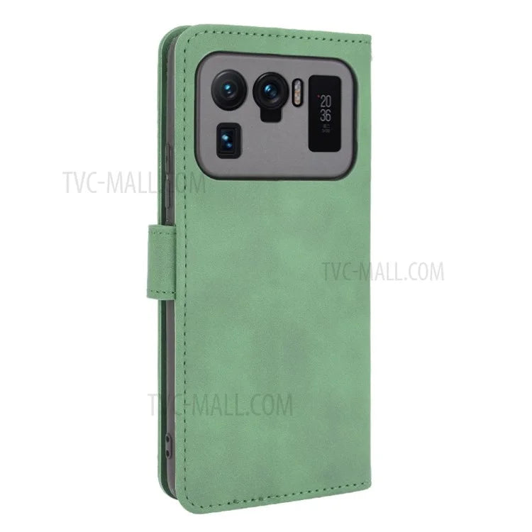 Skin-touch Feeling Leather Wallet Phone Cover with Supporting Stand for Xiaomi Mi 11 Ultra