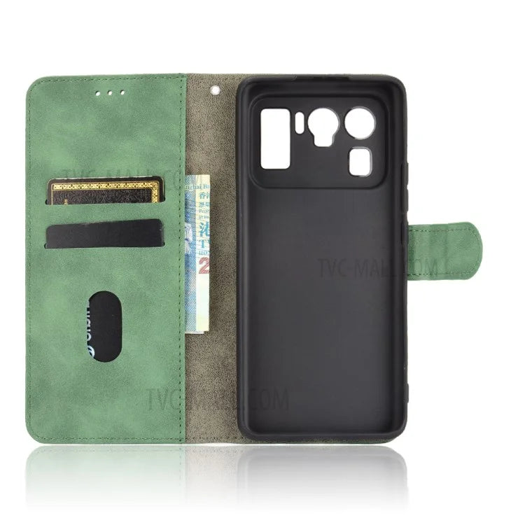 Skin-touch Feeling Leather Wallet Phone Cover with Supporting Stand for Xiaomi Mi 11 Ultra