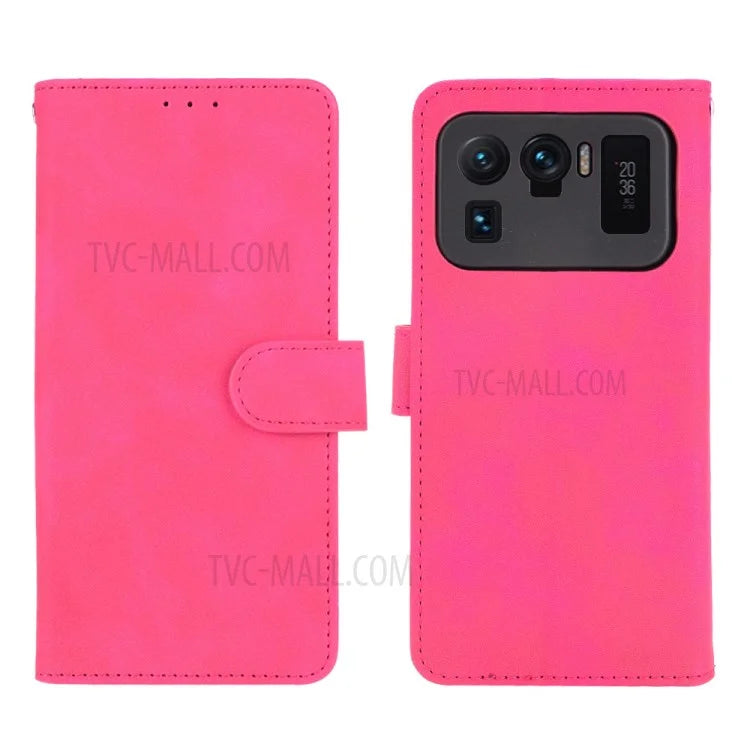Skin-touch Feeling Leather Wallet Phone Cover with Supporting Stand for Xiaomi Mi 11 Ultra