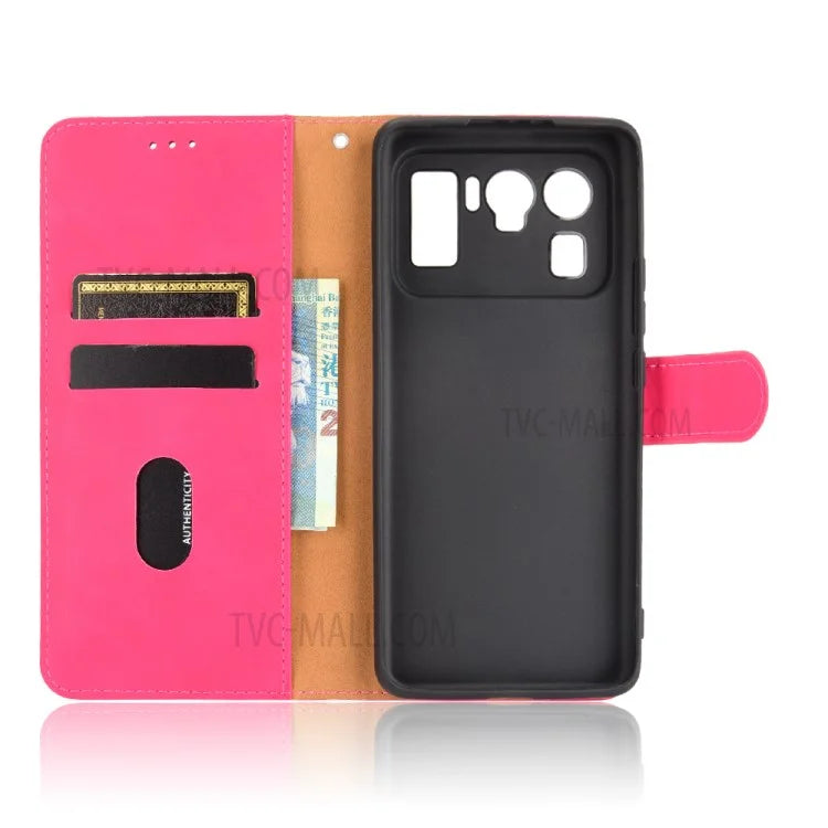 Skin-touch Feeling Leather Wallet Phone Cover with Supporting Stand for Xiaomi Mi 11 Ultra
