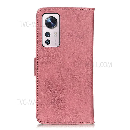 KHAZNEH Textured PU Leather Phone Case Magnetic Closure Wallet Stand Cover for Xiaomi 12 5G/12X 5G/12S 5G