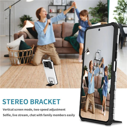 For Xiaomi Poco M4 Pro 4G Drop-proof Hands-free Kickstand Protective Phone Case PC + TPU Cover with Sliding Camera Protection