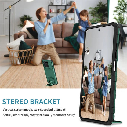For Xiaomi Poco M4 Pro 4G Drop-proof Hands-free Kickstand Protective Phone Case PC + TPU Cover with Sliding Camera Protectionish Green