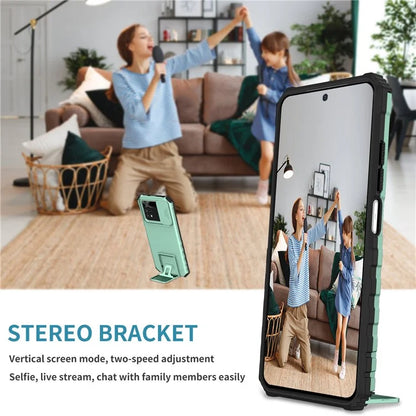 For Xiaomi Poco M4 Pro 4G Drop-proof Hands-free Kickstand Protective Phone Case PC + TPU Cover with Sliding Camera Protection