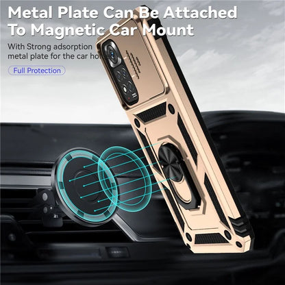 For Xiaomi Redmi Note 11 4G (Qualcomm) / Redmi Note 11S 4G Case PC+TPU Kickstand Phone Cover with Slide Camera Lid