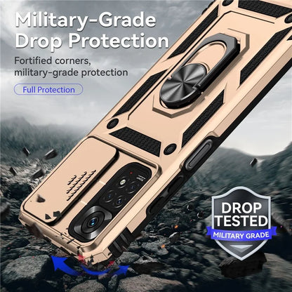 For Xiaomi Redmi Note 11 4G (Qualcomm) / Redmi Note 11S 4G Case PC+TPU Kickstand Phone Cover with Slide Camera Lid