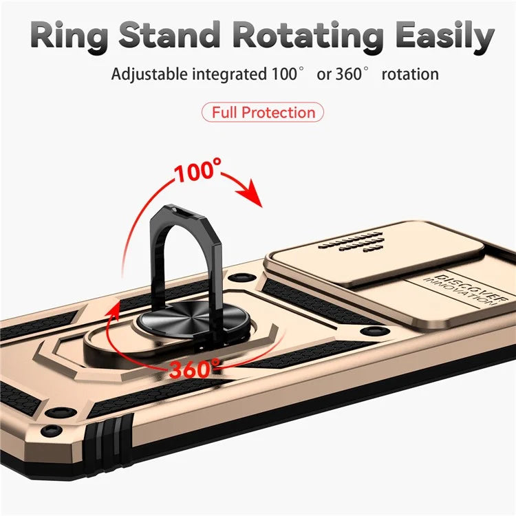 For Xiaomi Redmi Note 11 4G (Qualcomm) / Redmi Note 11S 4G Case PC+TPU Kickstand Phone Cover with Slide Camera Lid