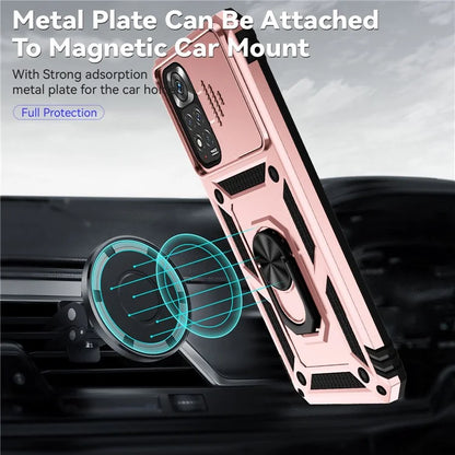 For Xiaomi Redmi Note 11 4G (Qualcomm) / Redmi Note 11S 4G Case PC+TPU Kickstand Phone Cover with Slide Camera Lid