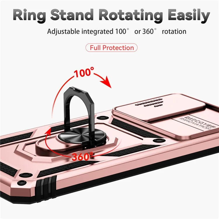 For Xiaomi Redmi Note 11 4G (Qualcomm) / Redmi Note 11S 4G Case PC+TPU Kickstand Phone Cover with Slide Camera Lid