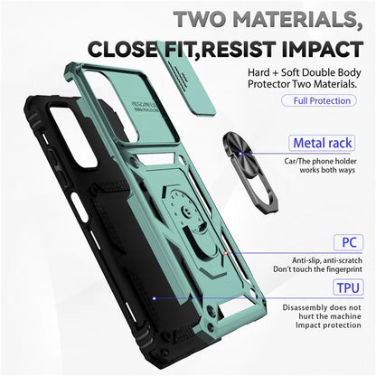 For Xiaomi Redmi Note 11 4G (Qualcomm) / Redmi Note 11S 4G Case PC+TPU Kickstand Phone Cover with Slide Camera Lid