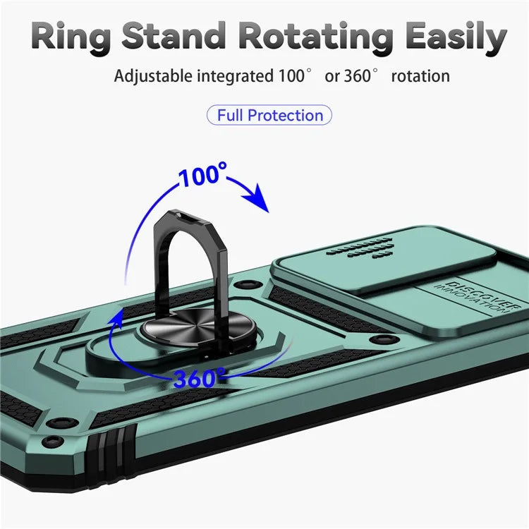 For Xiaomi Redmi Note 11 4G (Qualcomm) / Redmi Note 11S 4G Case PC+TPU Kickstand Phone Cover with Slide Camera Lid