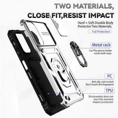 For Xiaomi Redmi Note 11 4G (Qualcomm) / Redmi Note 11S 4G Case PC+TPU Kickstand Phone Cover with Slide Camera Lid