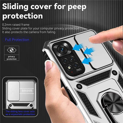 For Xiaomi Redmi Note 11 4G (Qualcomm) / Redmi Note 11S 4G Case PC+TPU Kickstand Phone Cover with Slide Camera Lid