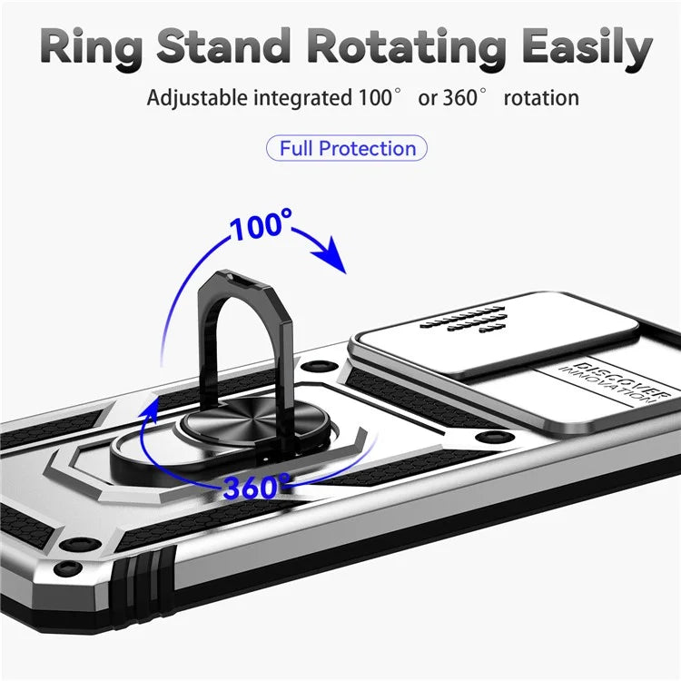 For Xiaomi Redmi Note 11 4G (Qualcomm) / Redmi Note 11S 4G Case PC+TPU Kickstand Phone Cover with Slide Camera Lid