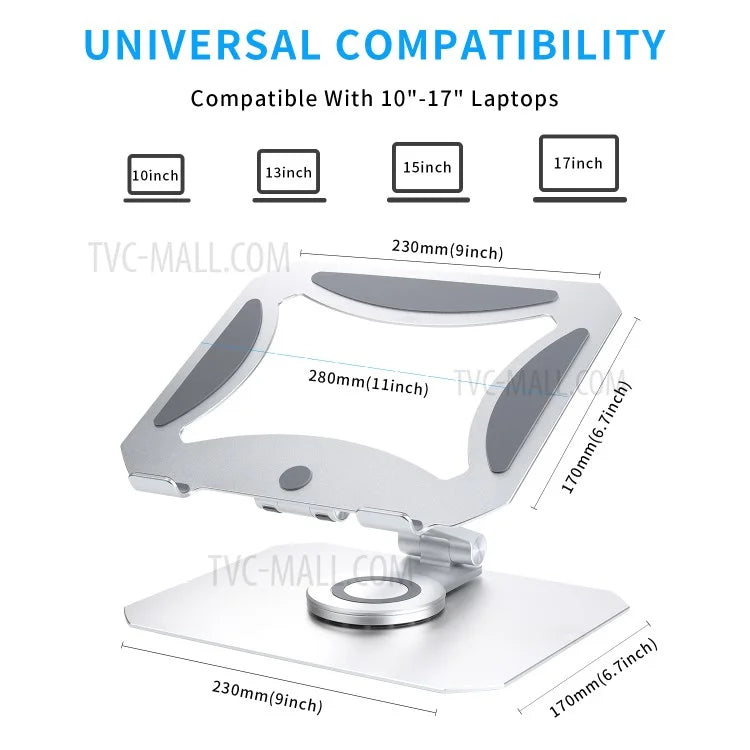 NB08 360° Rotating Desktop Notebook Stand Aluminum Alloy Folding Adjustable Heat Dissipation Laptop Riser Bracket