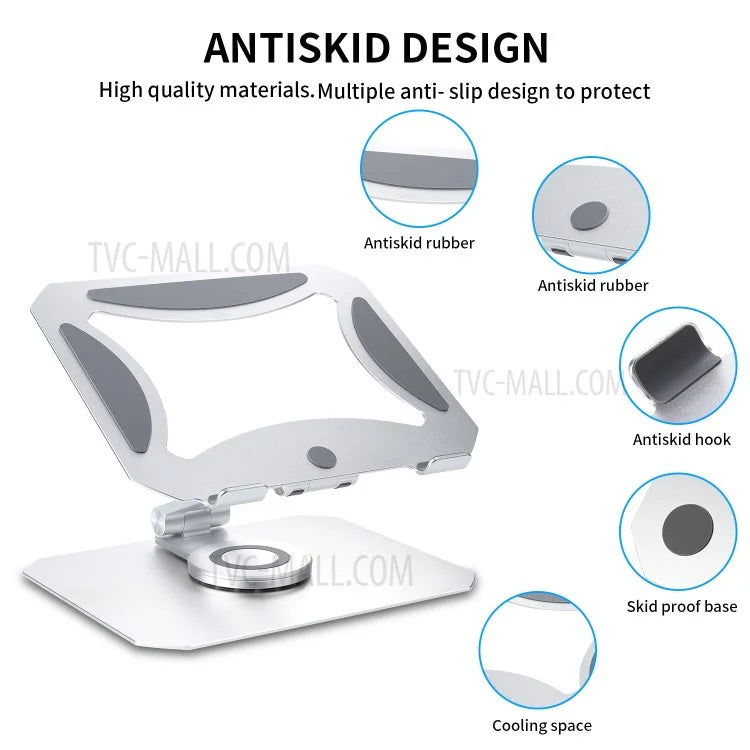 NB08 360° Rotating Desktop Notebook Stand Aluminum Alloy Folding Adjustable Heat Dissipation Laptop Riser Bracket