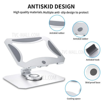 NB08 360° Rotating Desktop Notebook Stand Aluminum Alloy Folding Adjustable Heat Dissipation Laptop Riser Bracket