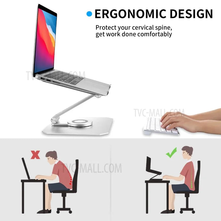 NB08 360° Rotating Desktop Notebook Stand Aluminum Alloy Folding Adjustable Heat Dissipation Laptop Riser Bracket
